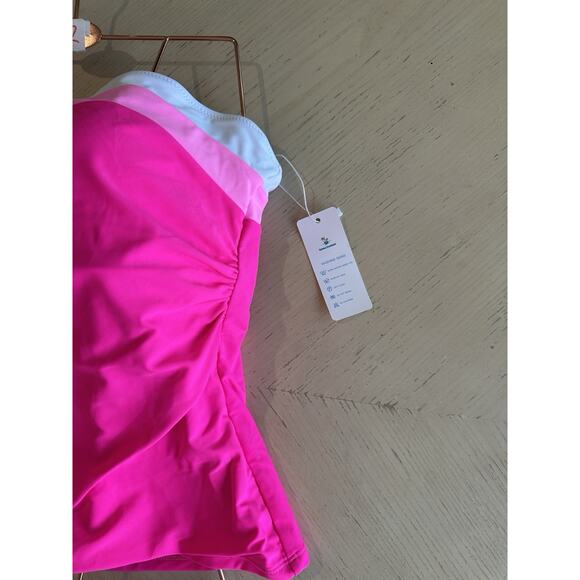 Bandeau Swimsuits for Women Strapless Swimwear Tummy Control Sz L Top, M Bottom - Picture 2 of 6